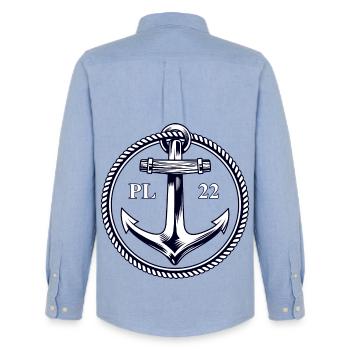 PL22 Marine Anchor - Men's Oxford Shirt by Stanley/Stella - carolina blue - Back - AI Model Male 185 dark (185cm)
