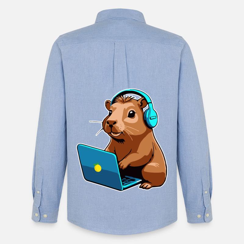 Capybara Programmierer Coder Computer - Männer Oxford Hemd von Stanley/Stella - Carolina Blue