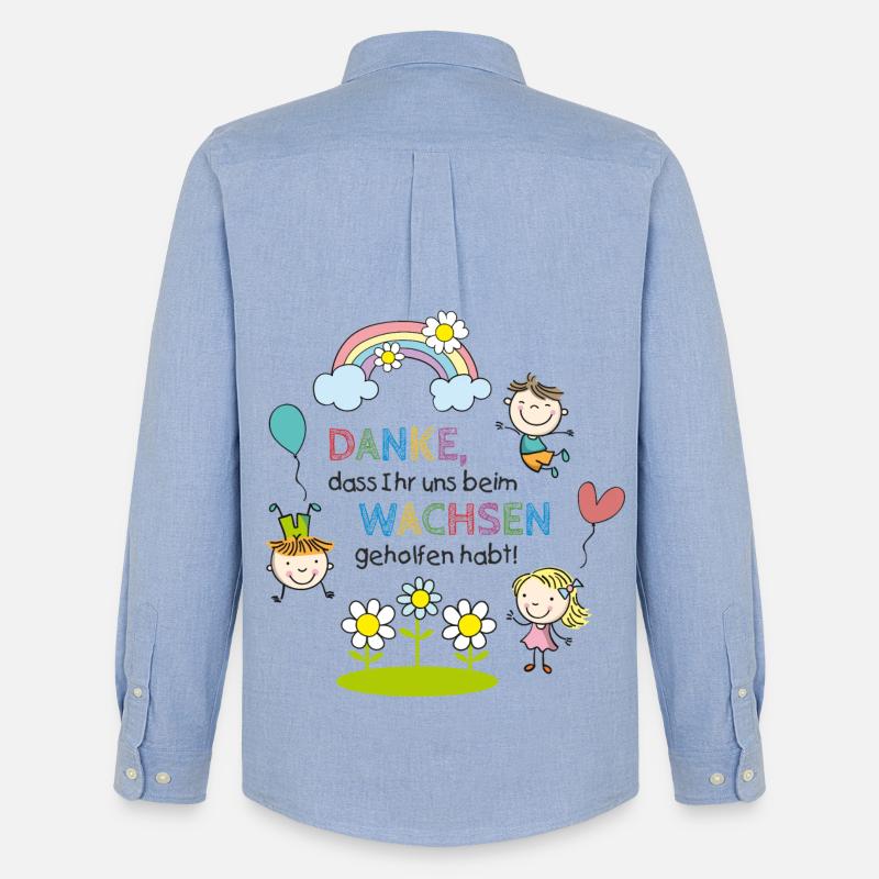 Spruch Abschied | Kinder - Regenbogen - Blumen - Männer Oxford Hemd von Stanley/Stella - Carolina Blue