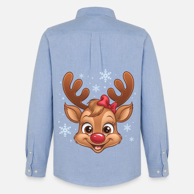 Süßes Rentier-Mädchen mit Schneeflocken - Männer Oxford Hemd von Stanley/Stella - Carolina Blue