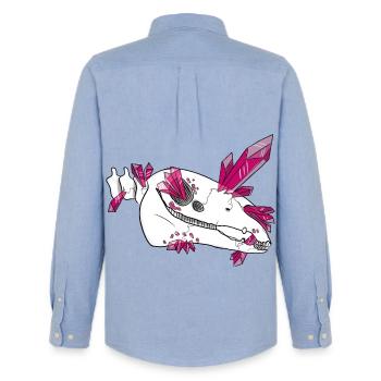 Crystal Skull - Horse (by Leni Riosa) - Men's Oxford Shirt by Stanley/Stella - carolina blue - Back - AI Model Male 185 dark (185cm)