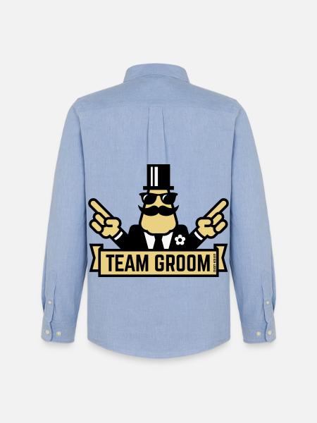 Team Groom (Pointing Stag Night Bachelor Party 3C) - Men's Oxford Shirt by Stanley/Stella - carolina blue