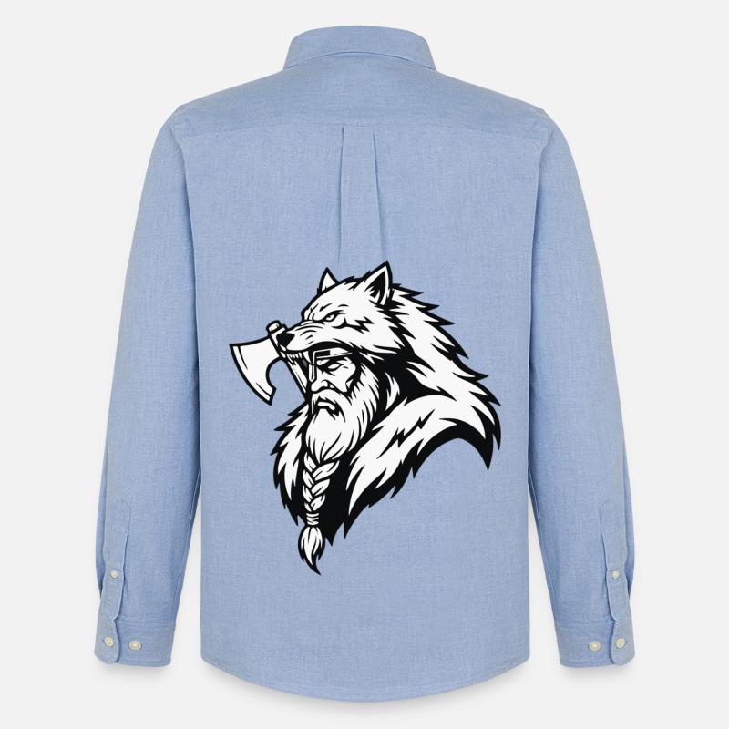 Wikinger-Ulfhednar-Krieger-Wolf-Berserker-Maskottchen - Männer Oxford Hemd von Stanley/Stella - Carolina Blue
