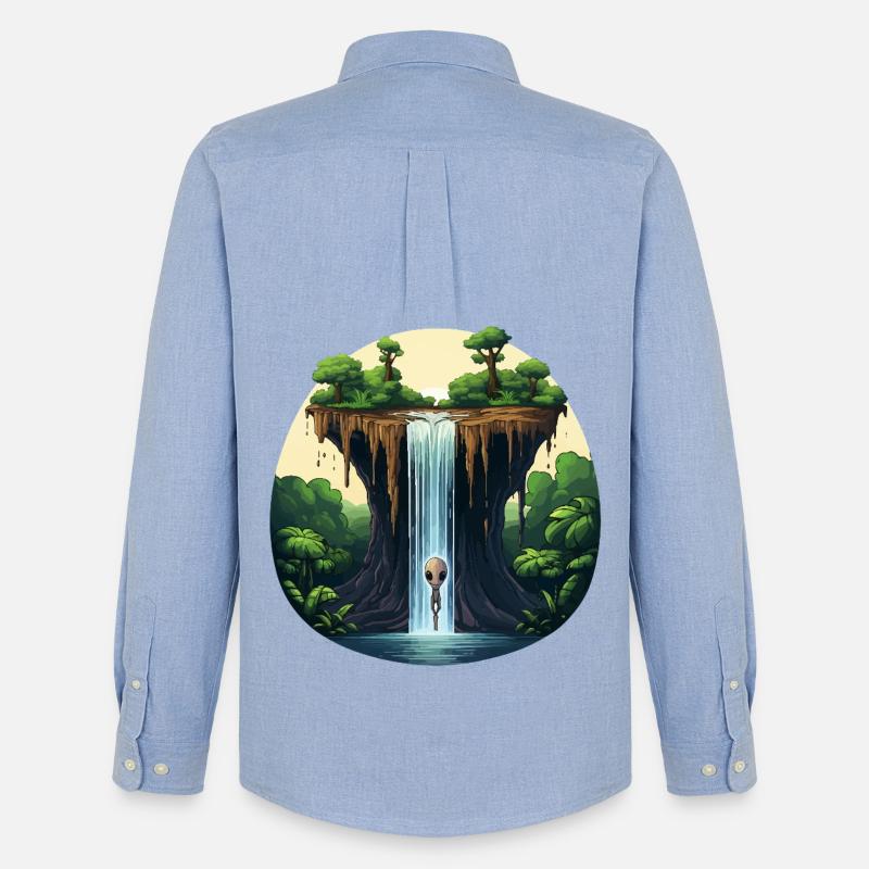 Alien am Wasserfall im Dschungel - Männer Oxford Hemd von Stanley/Stella - Carolina Blue