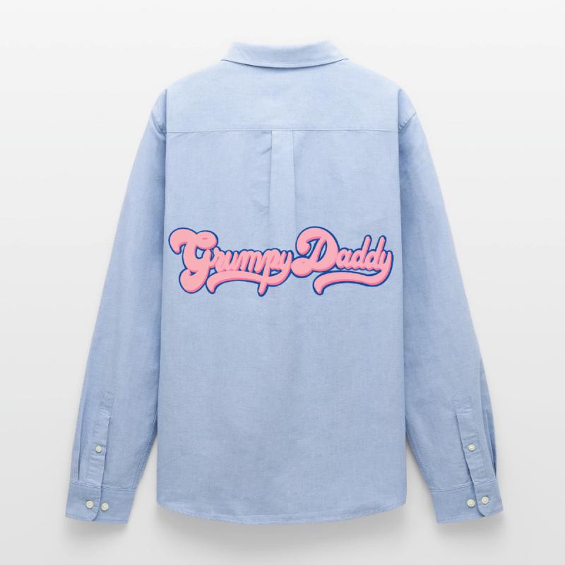 Grumpy Daddy Retro Script - Color "Bubble Gum" Men's Oxford Shirt by Stanley/Stella
