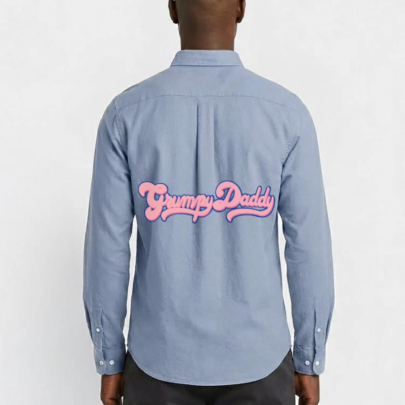 Grumpy Daddy Retro Script - Color "Bubble Gum" Men's Oxford Shirt by Stanley/Stella