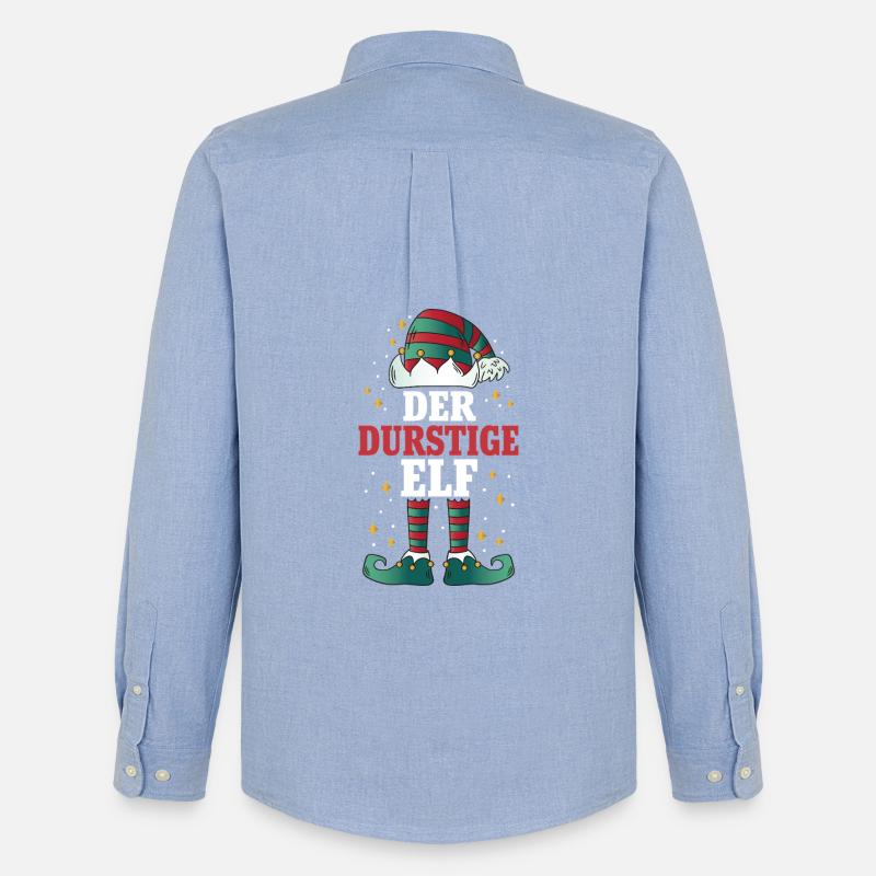 Weihnachten Der Durstige Elf - Männer Oxford Hemd von Stanley/Stella - Carolina Blue