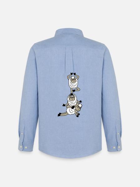 Tired_Sad_Sleepy_Sheep_Yoga_Meditating_5 - Men's Oxford Shirt by Stanley/Stella - carolina blue