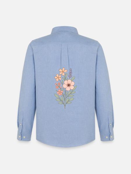Pastellblumen Aquarellstrauß - Männer Oxford Hemd von Stanley/Stella - Carolina Blue