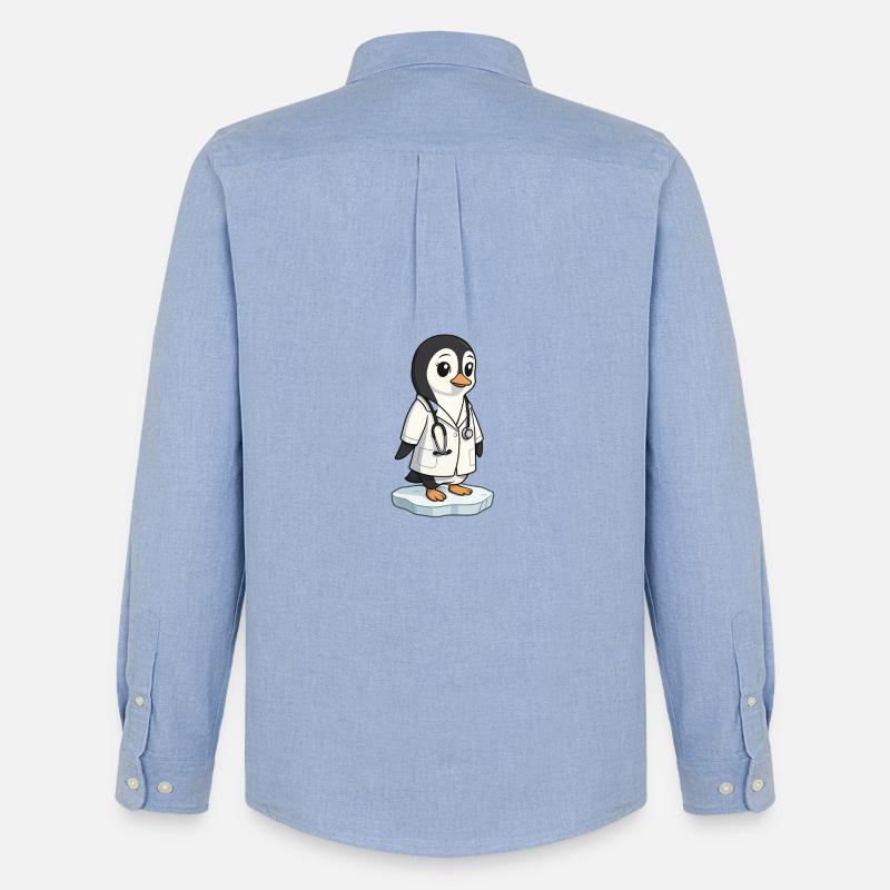 Pflege-Pinguin im Arztkittel - Männer Oxford Hemd von Stanley/Stella - Carolina Blue