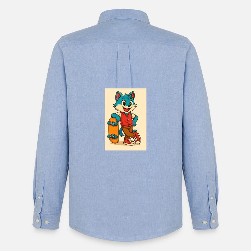 Scooter Fox mit Skateboard - Männer Oxford Hemd von Stanley/Stella - Carolina Blue