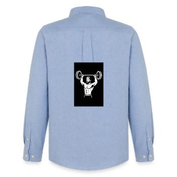Powerful Dumbbell Illustration - Men's Oxford Shirt by Stanley/Stella - carolina blue - Back - AI Model Male 185 dark (185cm)