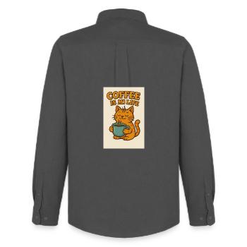 Kaffeeliebende Katze im Retro-Stil - Männer Oxford Hemd von Stanley/Stella - Anthrazit - Hinten - AI Model Male 185 dark (185cm)