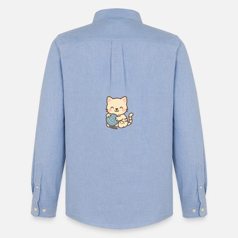 Süßes Kätzchen mit blauem Knäuel - Männer Oxford Hemd von Stanley/Stella - Carolina Blue