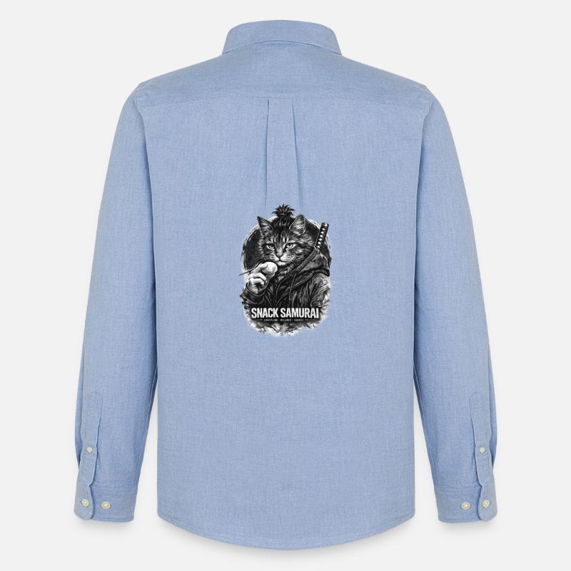 Snack Samurai Katze II - Männer Oxford Hemd von Stanley/Stella - Carolina Blue