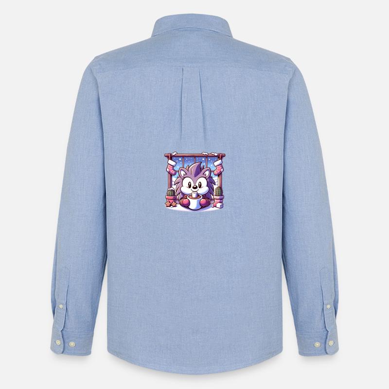 Igel mit Wintermotiv - Männer Oxford Hemd von Stanley/Stella - Carolina Blue