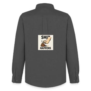 Oups! Problème de patte - Le chien rencontre le tas | Amusement - Chemise Oxford homme Stanley/Stella - charbon - Dos - AI Model Male 185 dark (185cm)