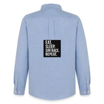 EAT.SLEEP.SIM RACE.REPEAT - Männer Oxford Hemd von Stanley/Stella - Carolina Blue - Hinten - AI Model Male 185 dark (185cm)
