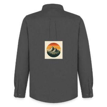 Sonnenuntergangs-Gipfel Retrokreis - Männer Oxford Hemd von Stanley/Stella - Anthrazit - Hinten - AI Model Male 185 dark (185cm)