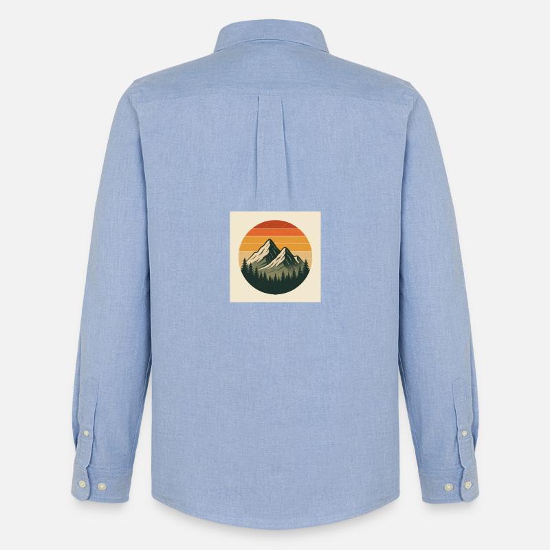 Sonnenuntergangs-Gipfel Retrokreis - Männer Oxford Hemd von Stanley/Stella - Carolina Blue