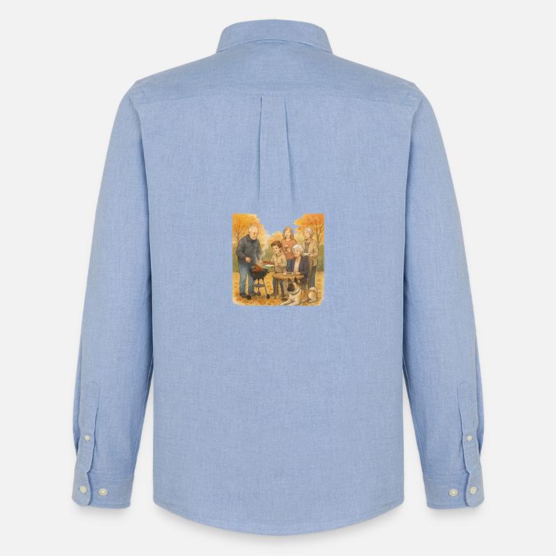 Grill im Herbst - Männer Oxford Hemd von Stanley/Stella - Carolina Blue