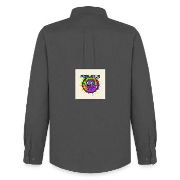 Pixel-Angst-Monster-Pixel-Kunst - Männer Oxford Hemd von Stanley/Stella - Anthrazit - Hinten - AI Model Male 185 dark (185cm)