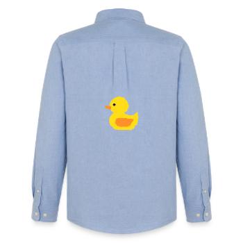 Pixel Duck Retro Yellow - Men's Oxford Shirt by Stanley/Stella - carolina blue - Back - AI Model Male 185 dark (185cm)