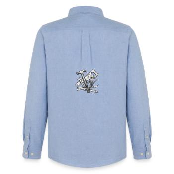 Realistic Craft Tools Illustration - Men's Oxford Shirt by Stanley/Stella - carolina blue - Back - AI Model Male 185 dark (185cm)