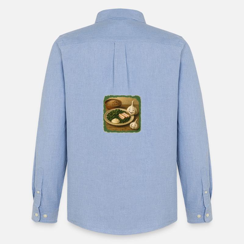 Lächelnder Knoblauch mit Grünkohl - Männer Oxford Hemd von Stanley/Stella - Carolina Blue