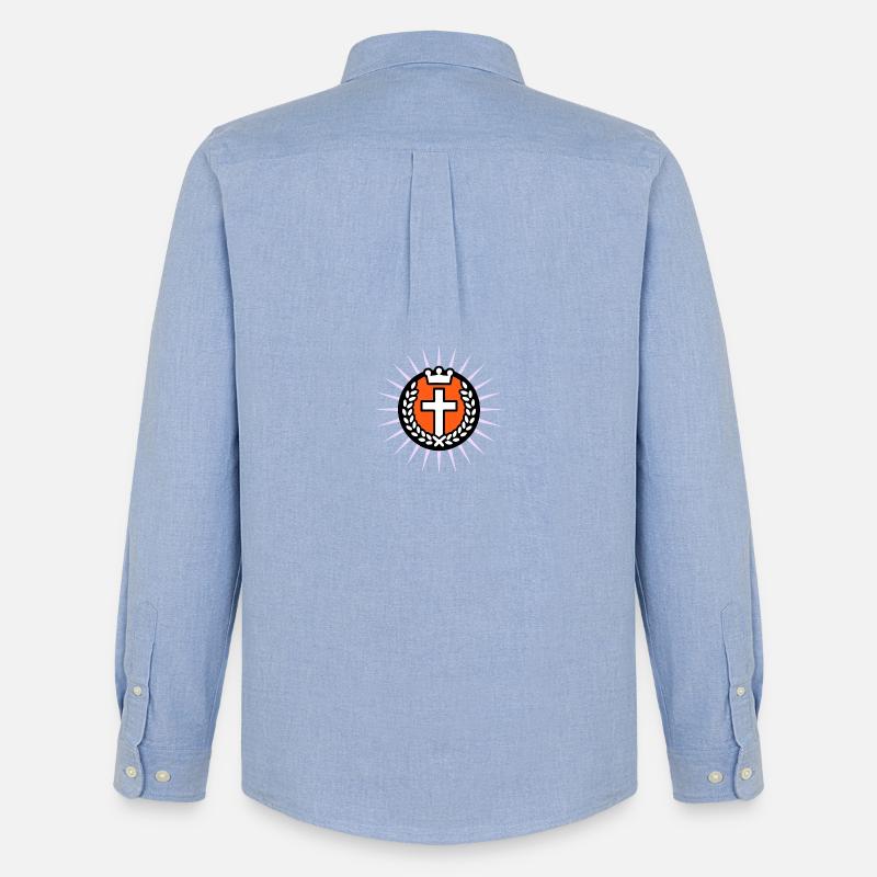 Kreuz im Lichtschein mit Krone - Männer Oxford Hemd von Stanley/Stella - Carolina Blue