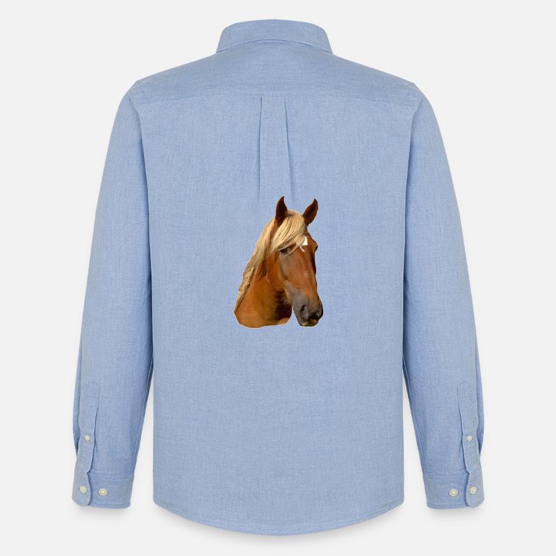 Pferd frontal - Männer Oxford Hemd von Stanley/Stella - Carolina Blue