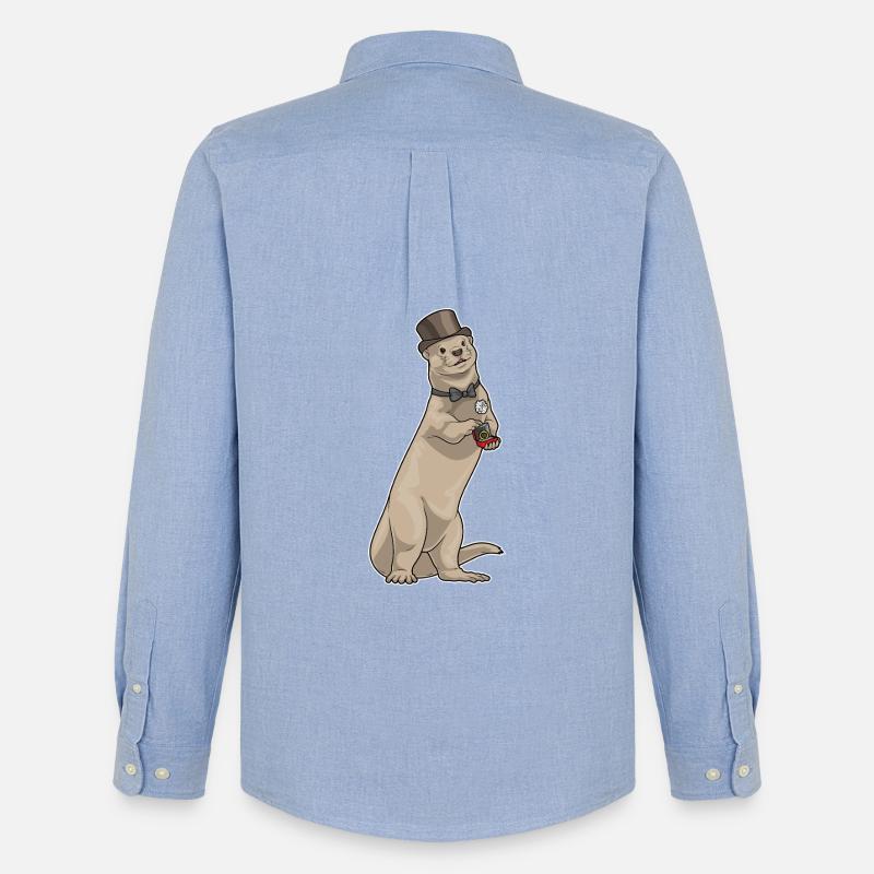 Otter Bräutigam Ehering Hochzeit - Männer Oxford Hemd von Stanley/Stella - Carolina Blue