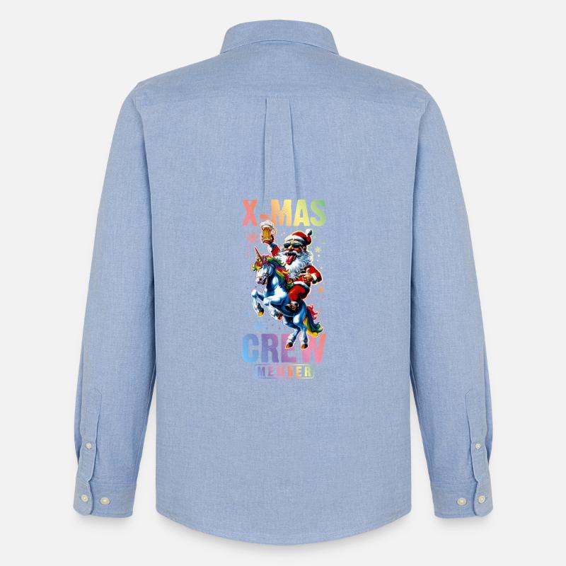 Weihnachts Crew Weihnachtsmann Einhorn - Männer Oxford Hemd von Stanley/Stella - Carolina Blue