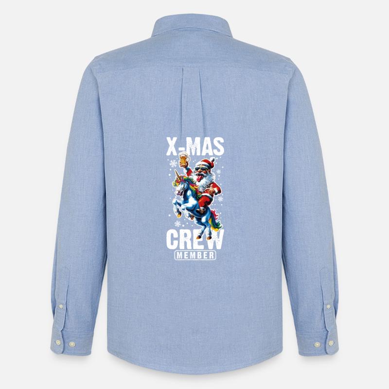 Weihnachts Crew Weihnachtsmann Einhorn - Männer Oxford Hemd von Stanley/Stella - Carolina Blue