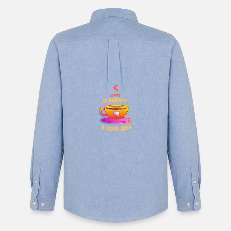 Kaffee ist immer eine gute Idee - Männer Oxford Hemd von Stanley/Stella - Carolina Blue