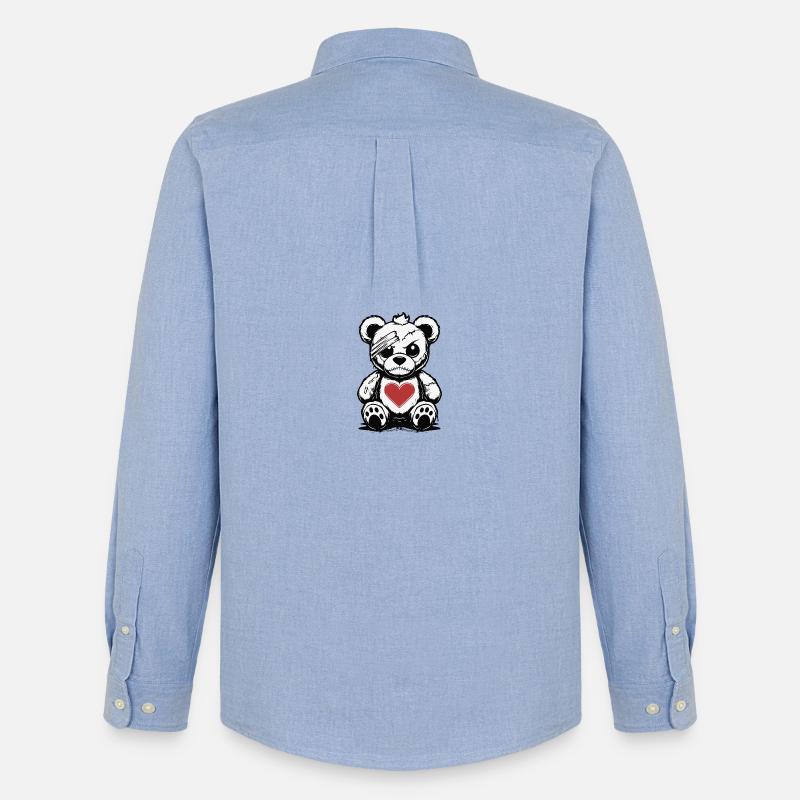 Grumpy Teddy with a good Heart - Men's Oxford Shirt by Stanley/Stella - carolina blue