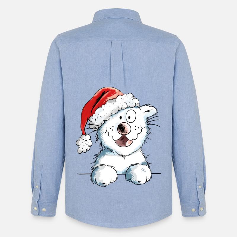 Neugierige Weihnachtskatze - Katze - Geschenk - Männer Oxford Hemd von Stanley/Stella - Carolina Blue