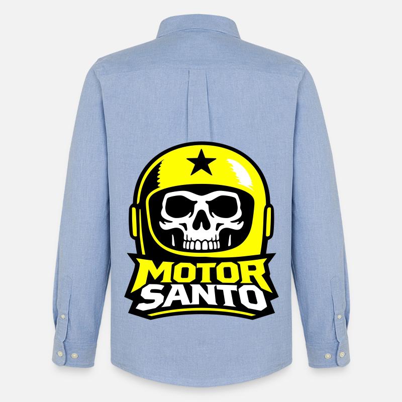 Motor Santo Schädel Logo - Männer Oxford Hemd von Stanley/Stella - Carolina Blue