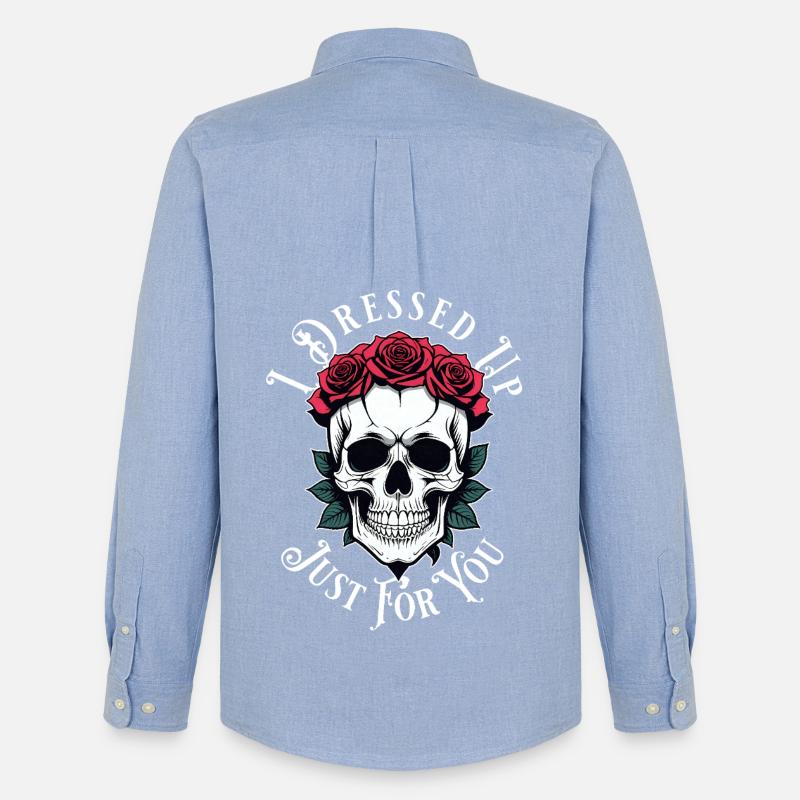 romantisch düster Totenkopf - Männer Oxford Hemd von Stanley/Stella - Carolina Blue