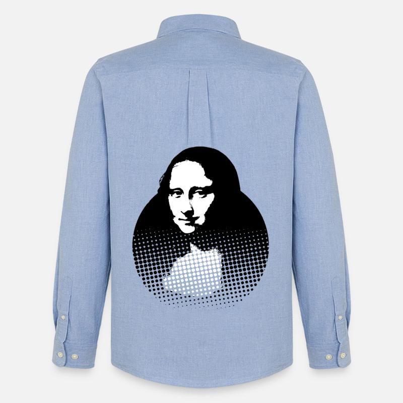 Mona Lisa, Leonardo da Vinci - Männer Oxford Hemd von Stanley/Stella - Carolina Blue