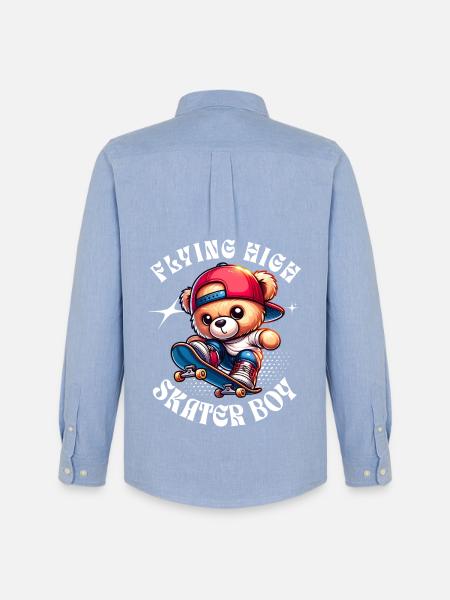 Skater teddy bear on skateboard - Men's Oxford Shirt by Stanley/Stella - carolina blue