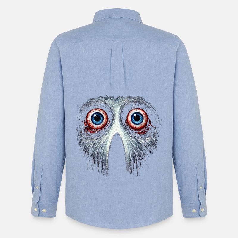 Unheimliches Eulengesicht mit roten Augen - Männer Oxford Hemd von Stanley/Stella - Carolina Blue