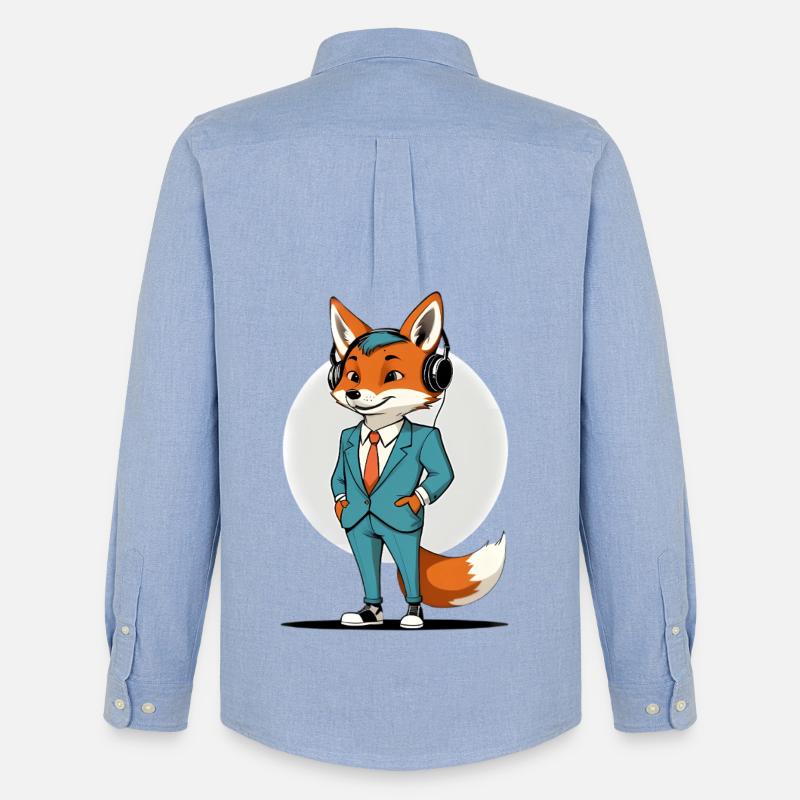 Fuchs im Anzug mit Kopfhörern - Männer Oxford Hemd von Stanley/Stella - Carolina Blue