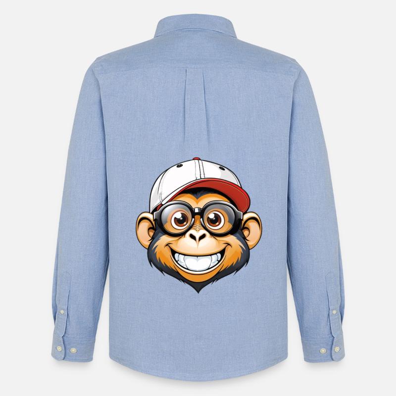 Affe mit Kappe und Brille - Männer Oxford Hemd von Stanley/Stella - Carolina Blue