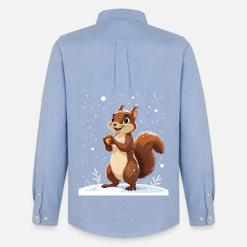 Winterliches Eichhörnchen mit Eichel - Männer Oxford Hemd von Stanley/Stella - Carolina Blue