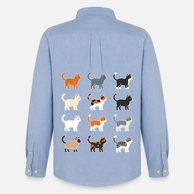Katzen Illustration Raster - Männer Oxford Hemd von Stanley/Stella - Carolina Blue