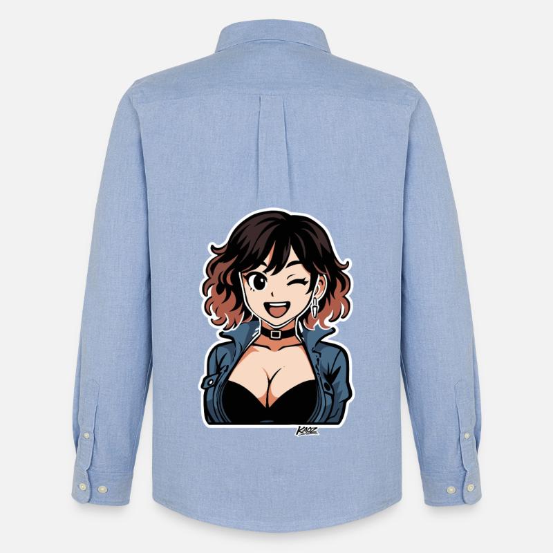 Edgy Anime Denim Diva - Oxfordskjorte herre Stanley/Stella - carolina blue