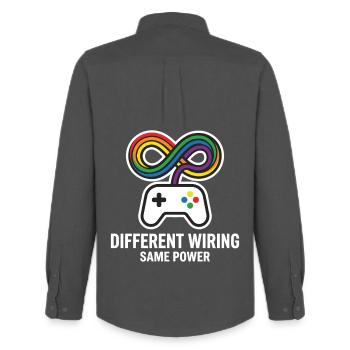 Different Wiring Same Power Gaming Motiv - Men's Oxford Shirt by Stanley/Stella - anthracite - Back - AI Model Male 185 dark (185cm)