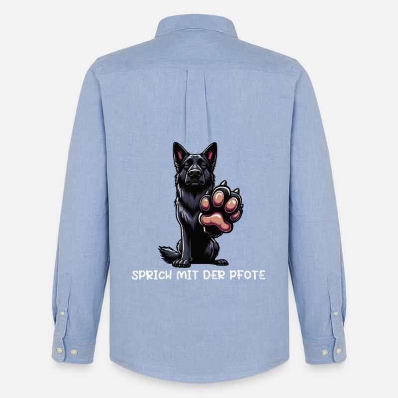 Sprich mit der Pfote Schwarzer Schäferhund  - Männer Oxford Hemd von Stanley/Stella - Carolina Blue