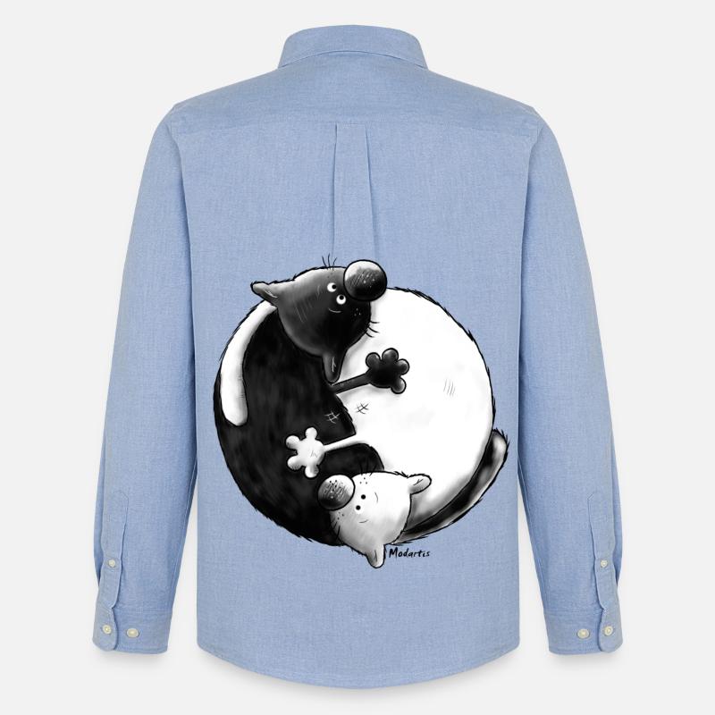 "Black and White" - Yin Yang - Gatti - Stanley/Stella Camicia Oxford uomo - carolina blue